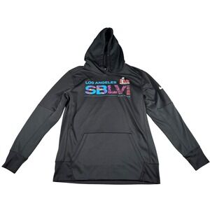 Nike Super Bowl LVI Hoodie Mens Large Black Dri-FIT Los Angeles Football